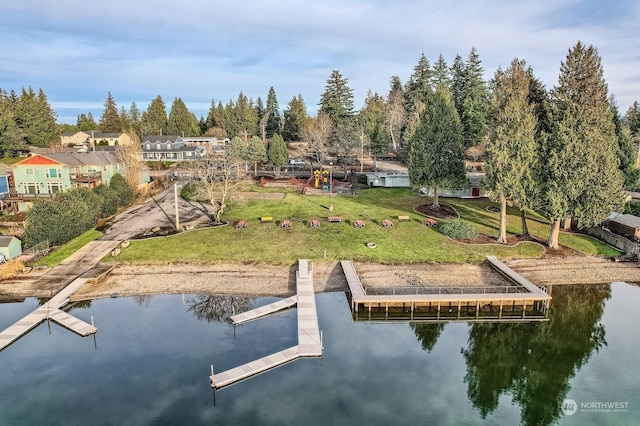 dock area featuring a water view