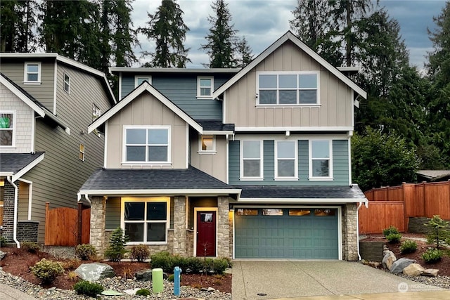 craftsman inspired home featuring a garage