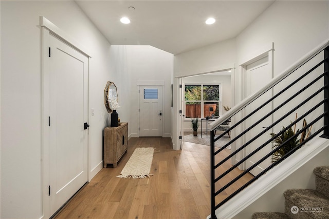 foyer entrance featuring light hardwood / wood-style flooring