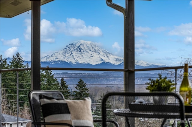 balcony with a mountain view