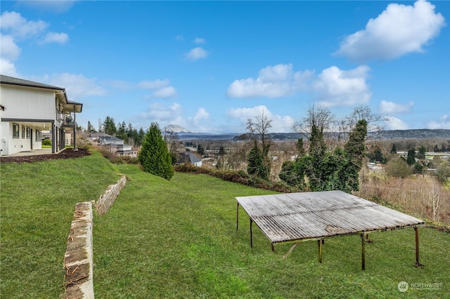 view of yard with a mountain view