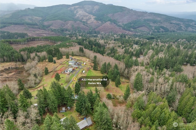 birds eye view of property with a mountain view