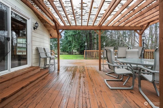 deck featuring a pergola