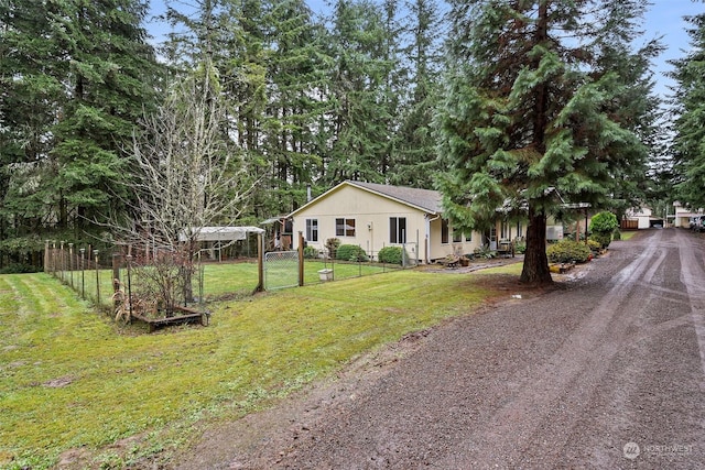 view of front of home with a front yard