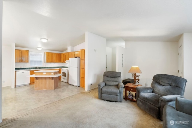 living room featuring sink