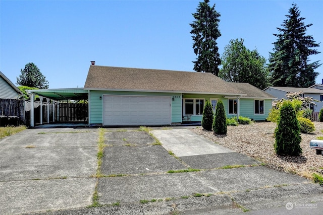 single story home with a carport