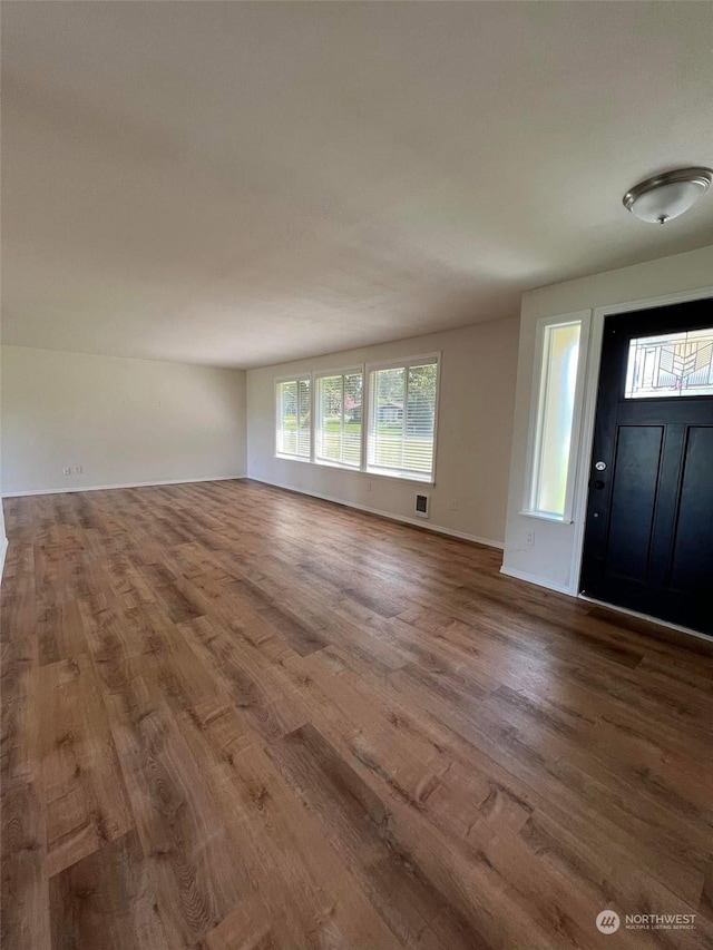 foyer entrance with hardwood / wood-style flooring