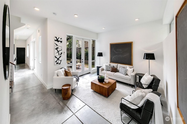 living room featuring french doors