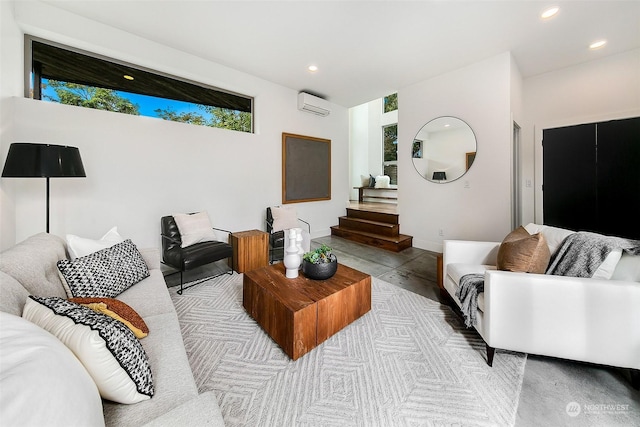 living room featuring a wall mounted AC