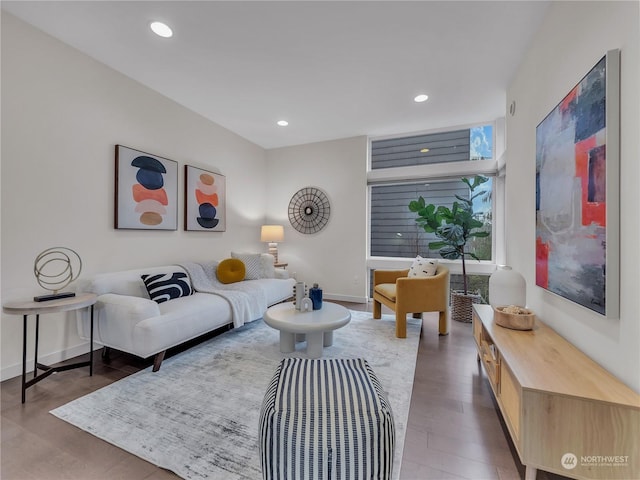 living room with wood-type flooring