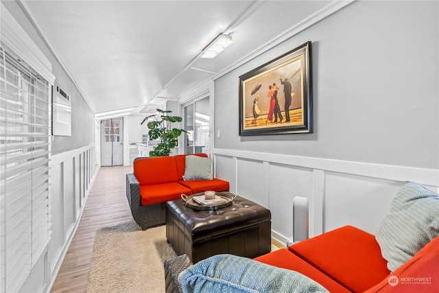 living room featuring light wood-type flooring