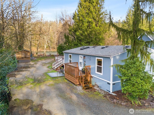 44225 Fir Rd, Gold Bar, WA 98251 - exterior space with crawl space, a deck, and roof with shingles