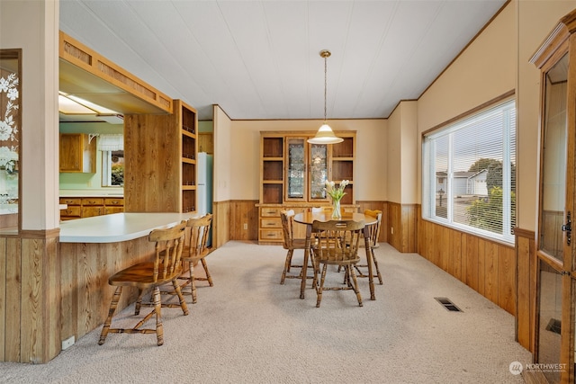 view of carpeted dining room