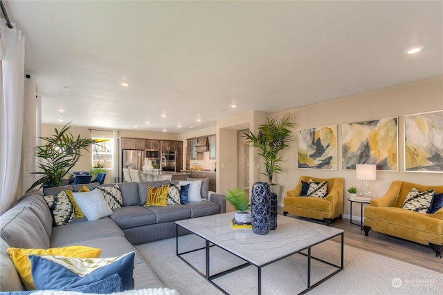 living room featuring light hardwood / wood-style flooring