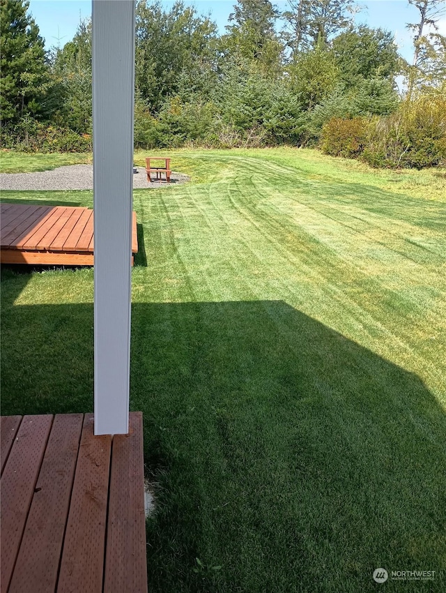 view of yard featuring a deck