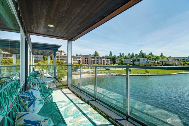 balcony with a water view