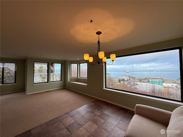 interior space with a chandelier