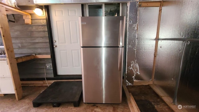 kitchen with stainless steel fridge