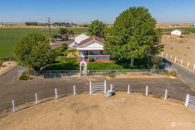 aerial view with a rural view