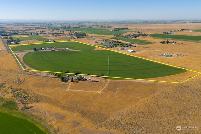 aerial view with a rural view