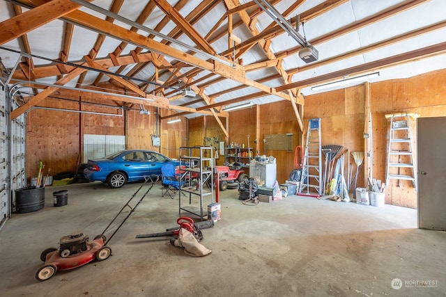 garage with a garage door opener