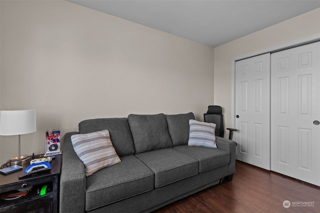 living room featuring dark hardwood / wood-style floors