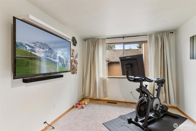 exercise room with carpet