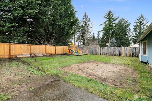 view of yard featuring a playground