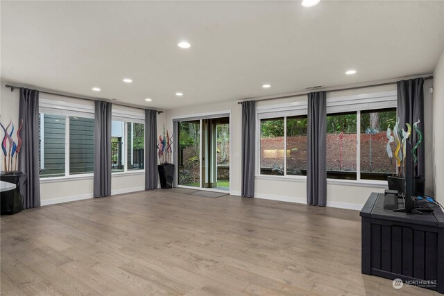 unfurnished living room featuring light hardwood / wood-style floors