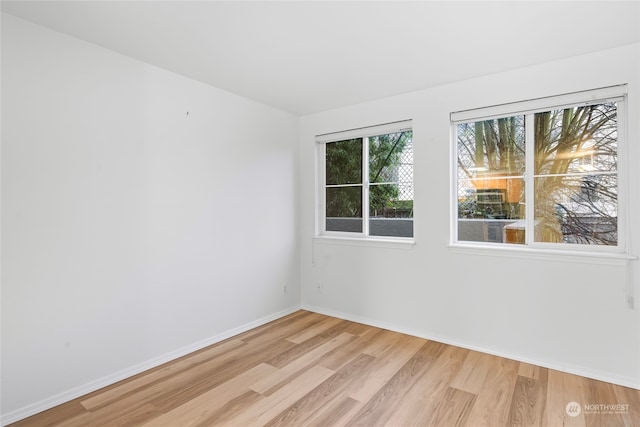 spare room with light hardwood / wood-style floors