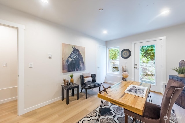 sitting room featuring light hardwood / wood-style floors