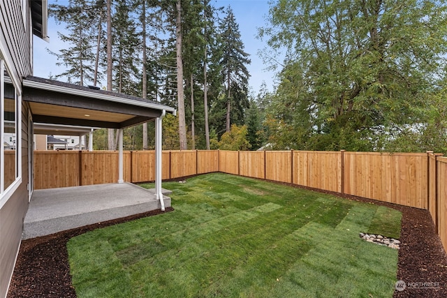 view of yard with a patio area