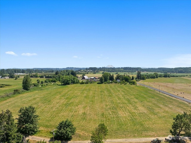 birds eye view of property featuring a rural view