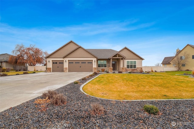 craftsman-style home with a garage and a front yard