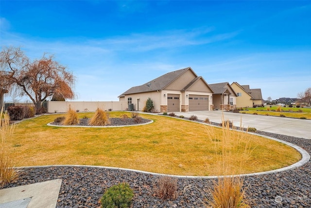 craftsman-style house with a front lawn and a garage