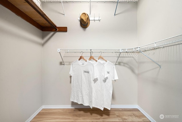 walk in closet featuring hardwood / wood-style floors