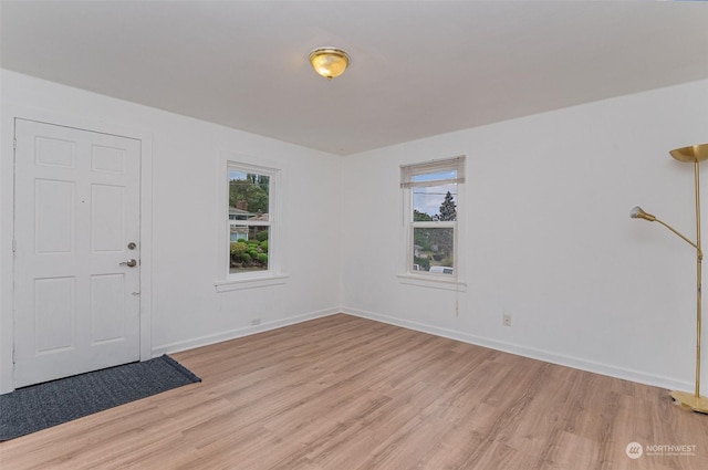 entrance foyer featuring light wood-type flooring and a healthy amount of sunlight