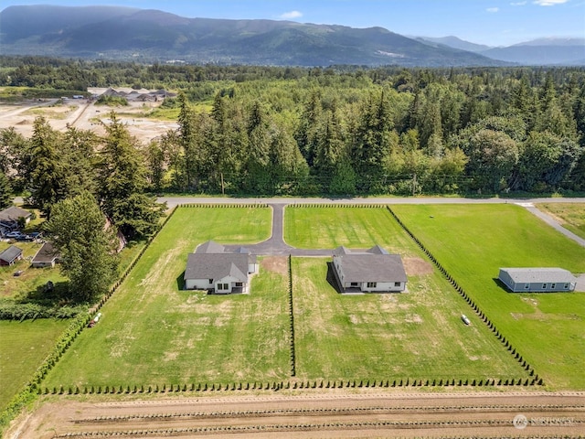 bird's eye view with a rural view and a mountain view