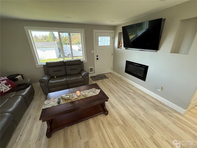 living room featuring light hardwood / wood-style floors