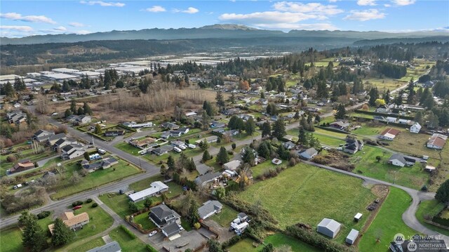 drone / aerial view with a mountain view