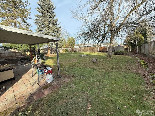 view of yard with a patio area