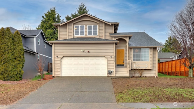 view of front of house with a garage