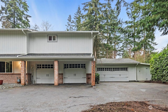 exterior space featuring a garage