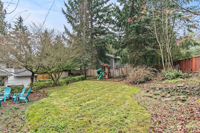 view of yard featuring a playground