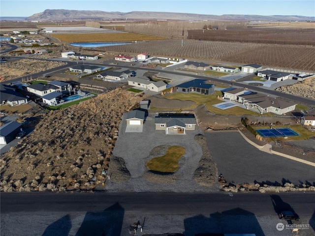 aerial view with a mountain view