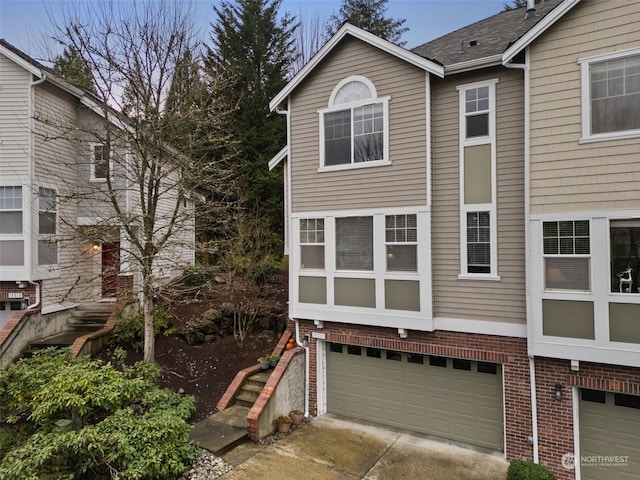 exterior space featuring a garage