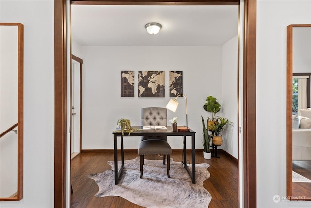 office space featuring dark hardwood / wood-style floors