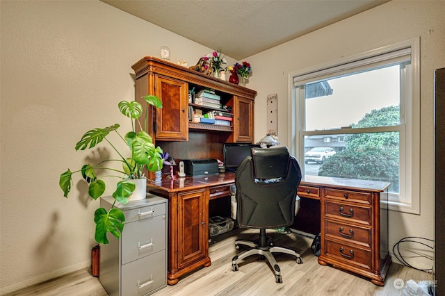 office area featuring light wood-type flooring