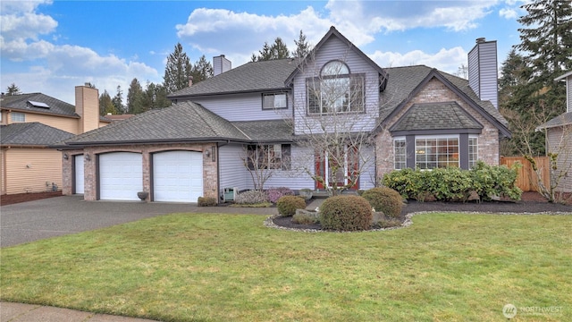 front of property featuring a front yard and a garage