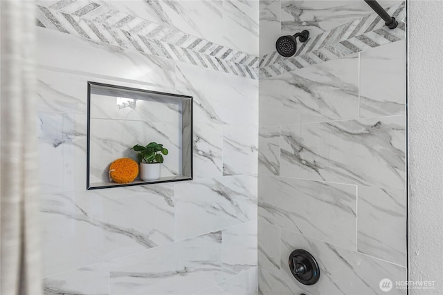 interior details with a marble finish shower